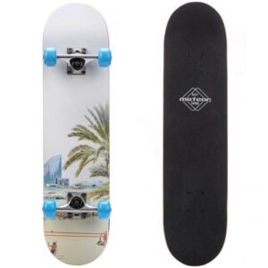 Wooden Meteor skateboard Beach white, blue and black 22646