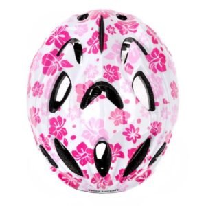 Meteor HB6-5 Junior 23246 white cycling helmet with flowers