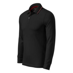 Malfini Contrast Stripe LS M MLI-25801 polo shirt black – S, Black