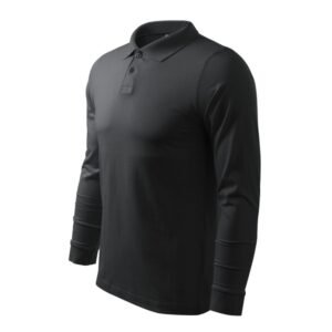 Malfini Single J. LS M MLI-21194 ebony gray polo shirt – XL, Gray/Silver