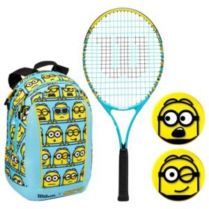 Wilson Minions 2.0 Kit 25 tennis racket with backpack 3 7/8 Jr WR097510F – N/A, Blue, Yellow