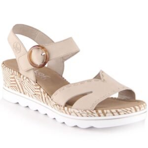 Comfortable wedge sandals Rieker W RKR595, beige – 39, Beige/Cream
