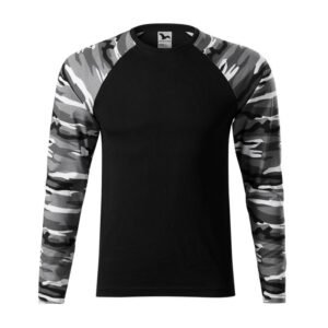 Malfini Camouflage LS M T-shirt MLI-16632 camouflage gray – L, Black