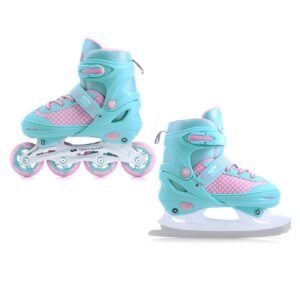 SMJ sport 2in1 Jr Lili adjustable roller skates – 34-37, Green, Pink