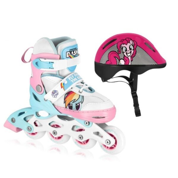 Set of inline skates + helmet Spokey Candy Jr SPK-943356 33-37 – czarny, Blue, Pink