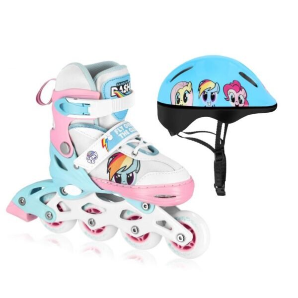 Set of inline skates + helmet Spokey Candy Jr SPK-943355 33-37 – czarny, Blue, Pink