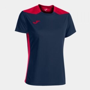 Joma Championship VI Short Sleeve T-shirt W 901265.336 – L, Red, Navy blue