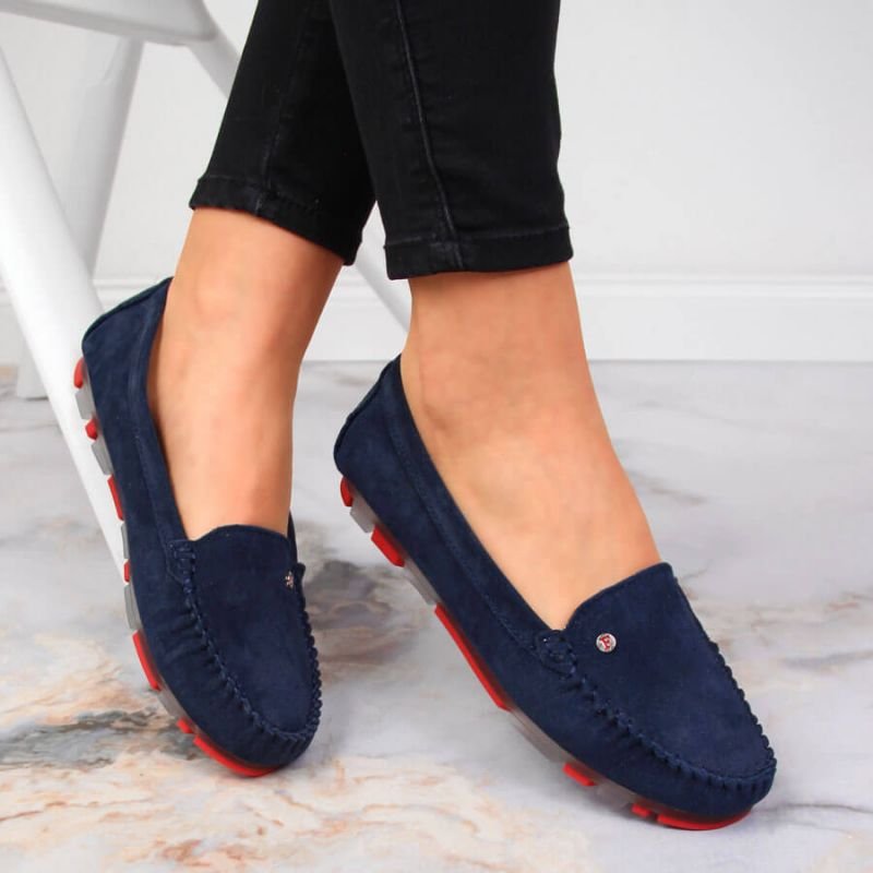 Suede leather loafers Filippo W PAW201D navy blue