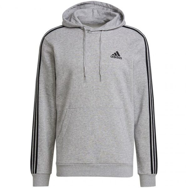 Adidas Essentials Fleece 3-Stripes Hoodie M GK9084 – XL, Gray/Silver