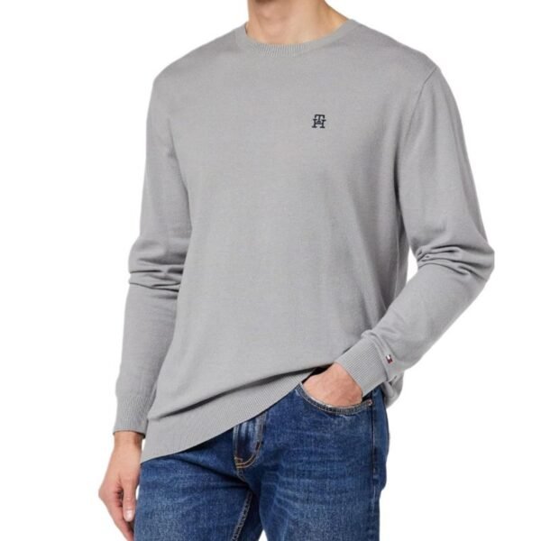 Tommy Hilfiger Crew Neck Knit Sweater M UM0UM02629 – L, Gray/Silver