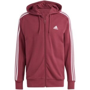 adidas Essentials French Terry 3-Stripes Full-Zip Hoodie M IS1365 – M, Red