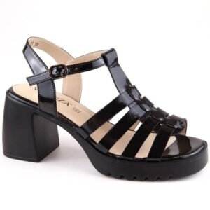Vinceza W JAN277 black patent leather sandals – 38, Black