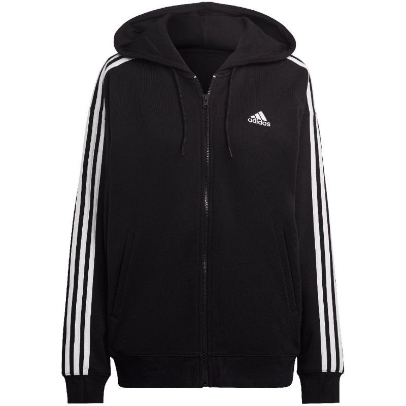 adidas Essentials 3-Stripes French Terry Oversized Full-Zip Hoodie W IC8782 – S, Black