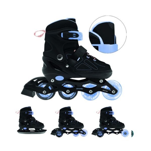 Spokey Quattro 4IN1 inline skates SPK-943430 size 34-37 BK/VT – 34-37, Black