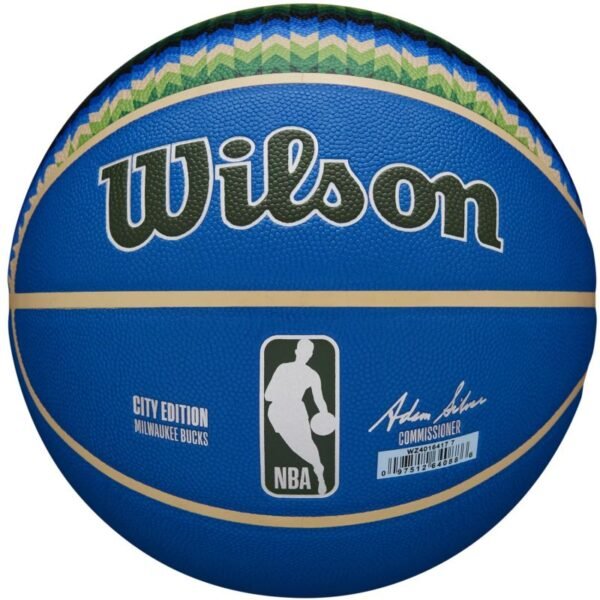 Wilson NBA Team City Collector Milwaukee Bucks Ball WZ4016417ID basketball – 7, Blue