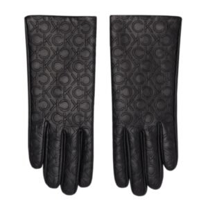 Calvin Klein Re-lock Debossed Leather Gloves W K60K609975 – M/L, Black