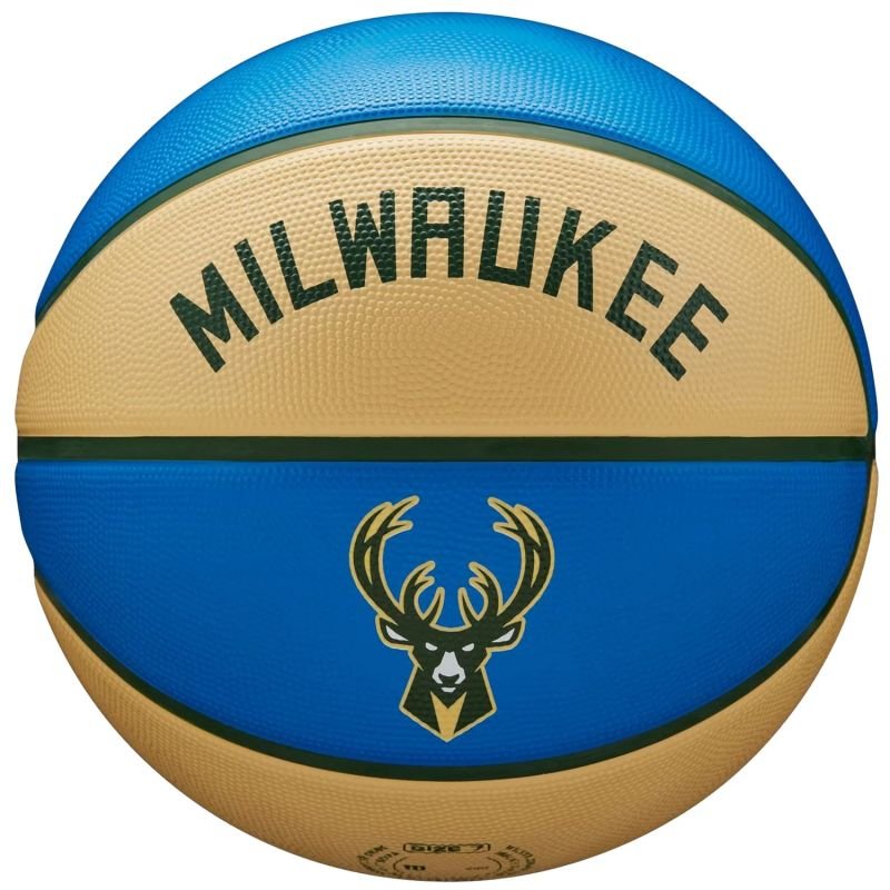 Wilson NBA Team City Edition Milwaukee Bucks Ball WZ4016517ID basketball – 7, Beige/Cream, Blue